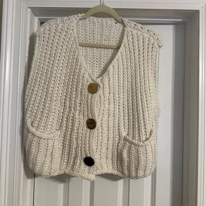 Cozy Cream Knit Sweater Vest